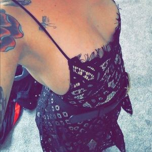 Black and Tan lace romper Small